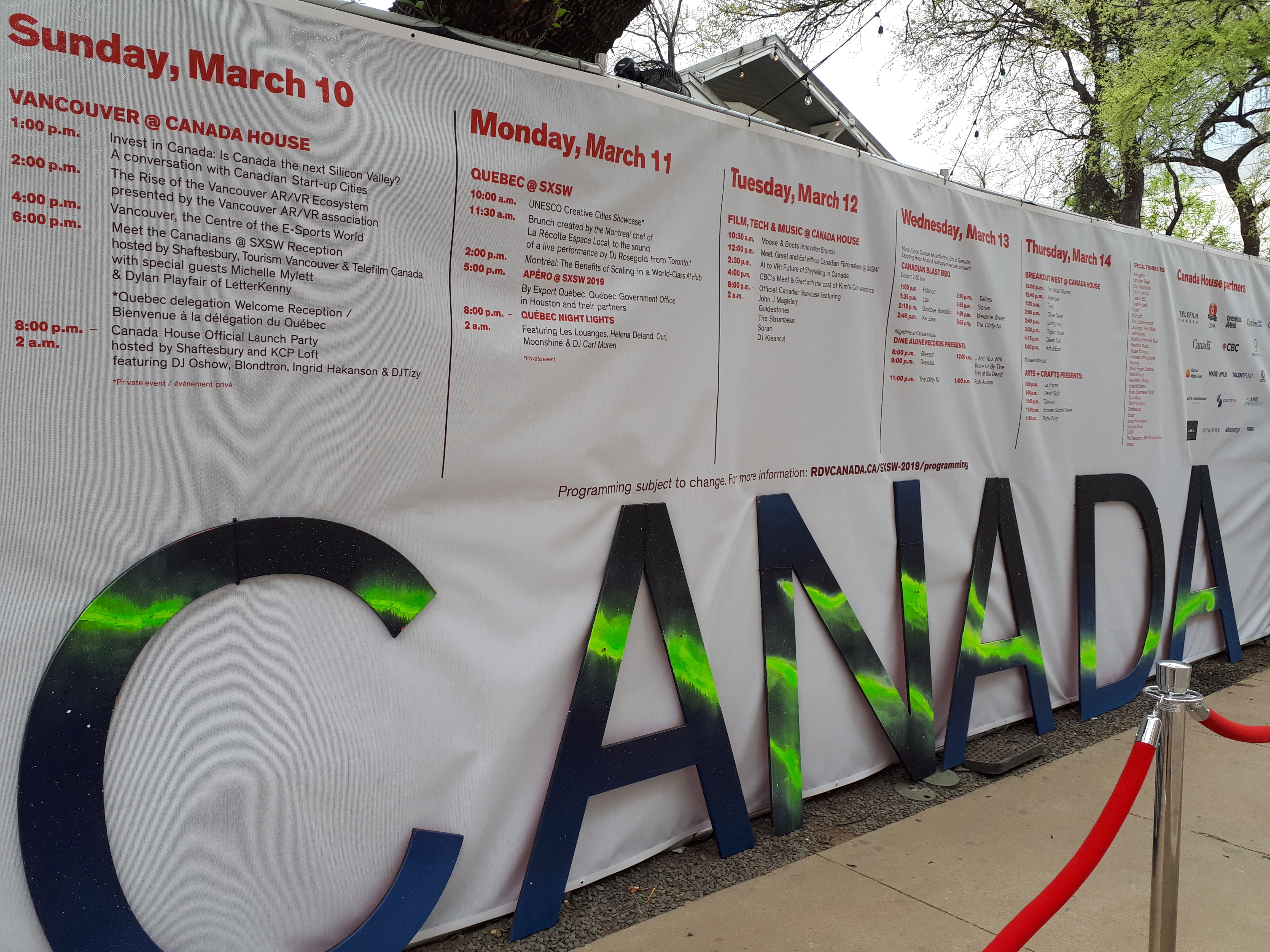 Quebec's programming shown within the activities offered at the Canada House during SXSW 2019