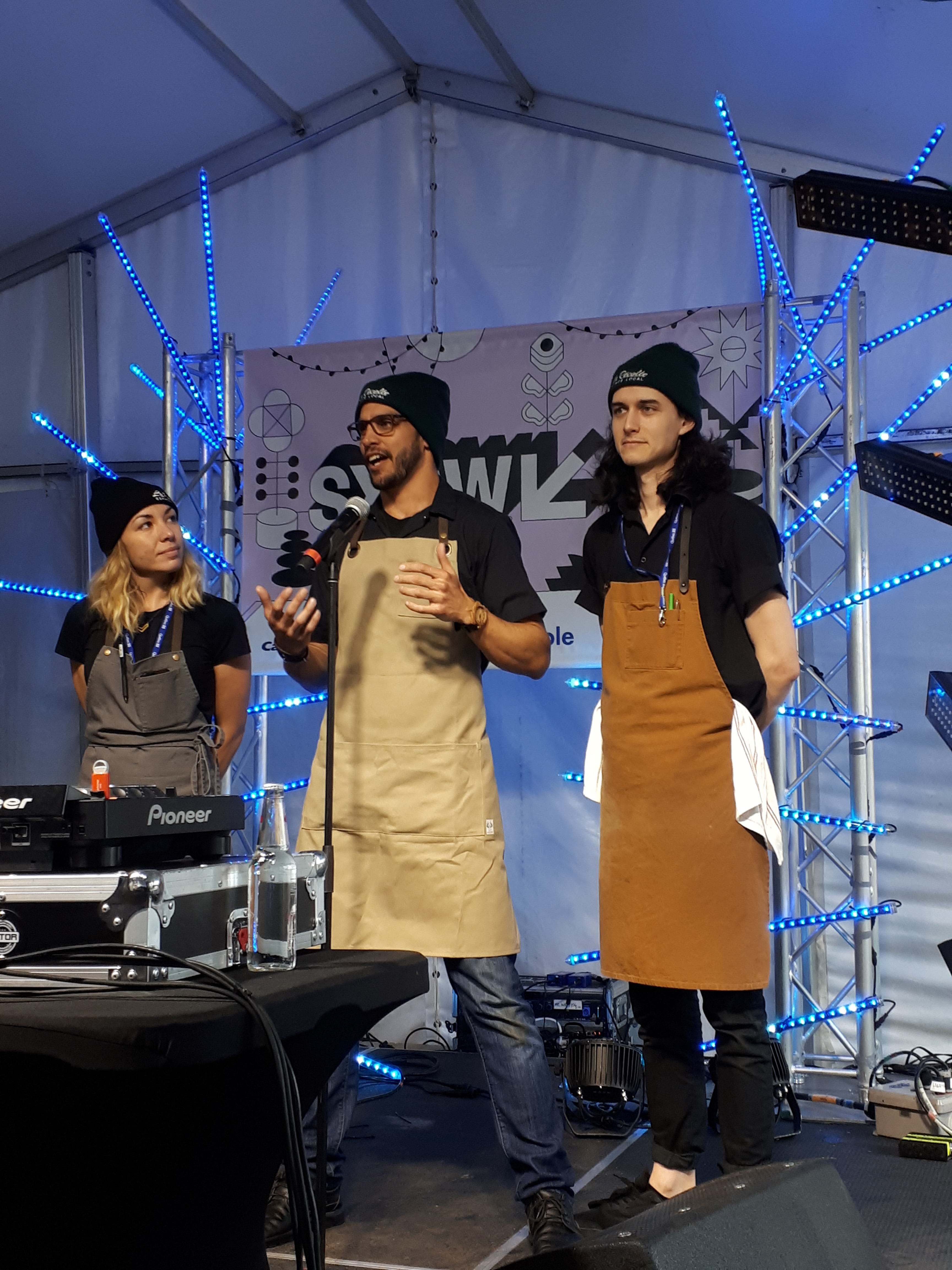 The team of Restaurant La Récolte - Espace Local responsible for the brunch; chefs Lyssa Barrera, Étienne Huot and sous-chef of brunches Félix Hallé