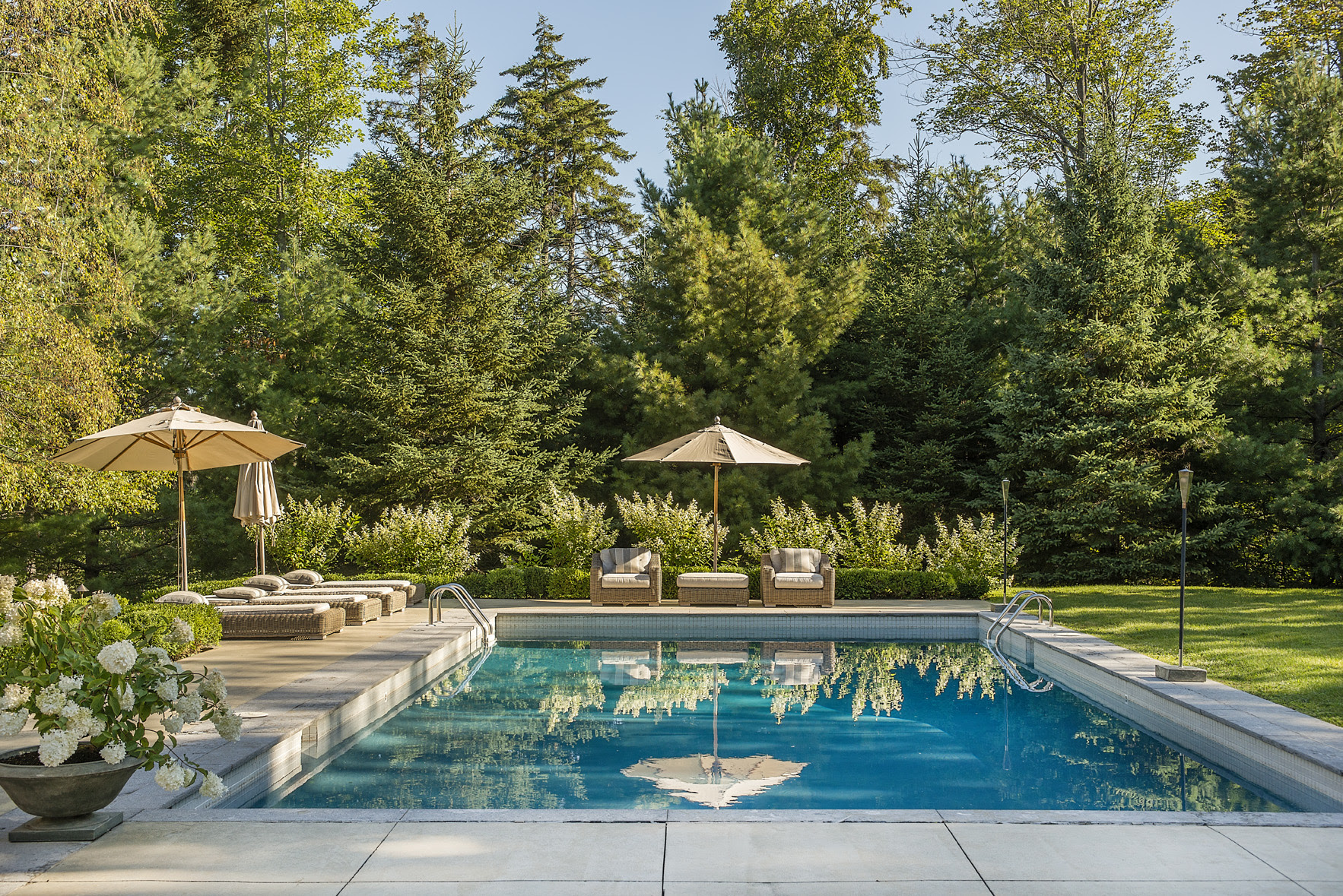 Pool in backyard
