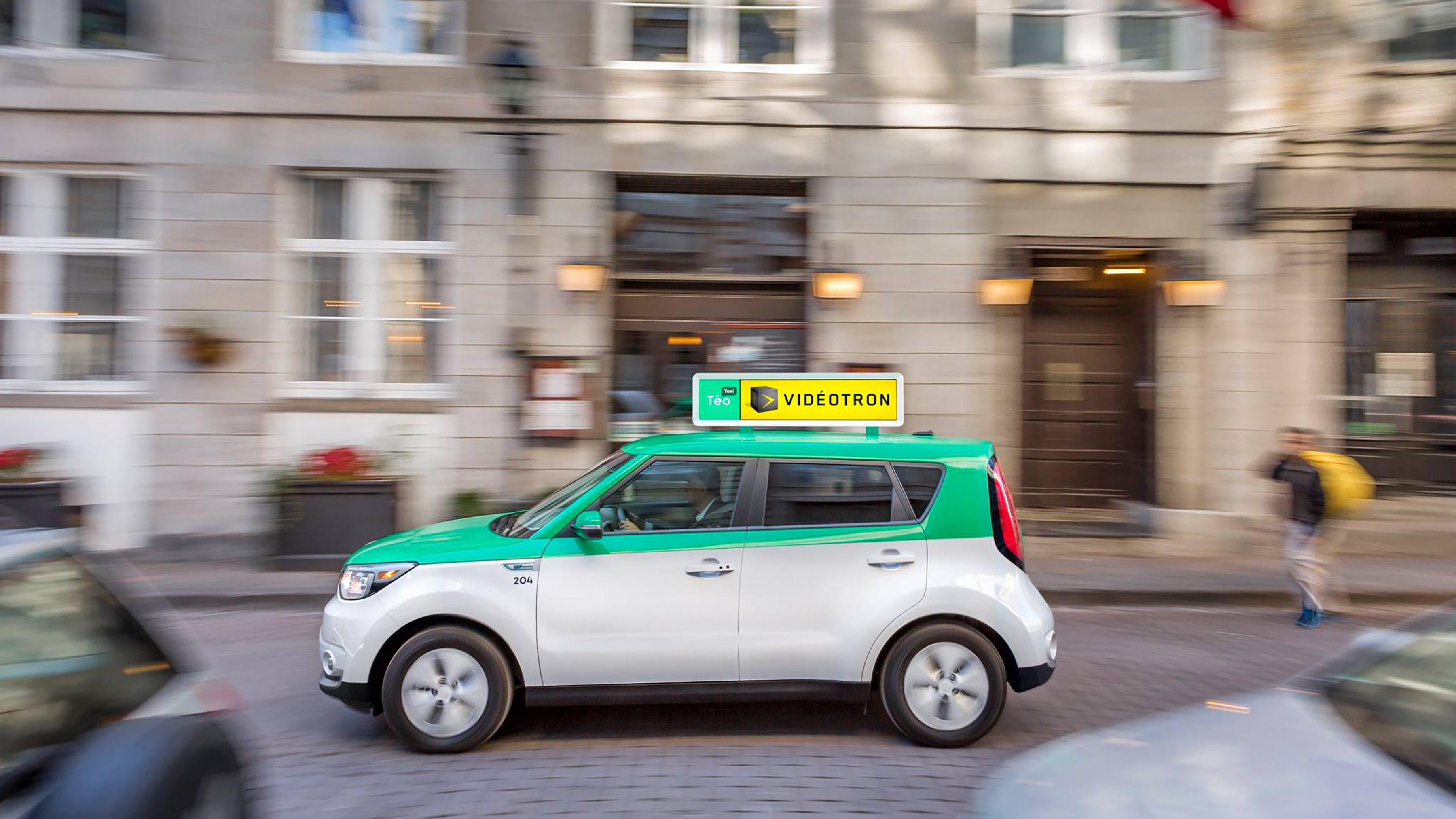 Backlit advertising domes for Téo Taxi by Messier Designers