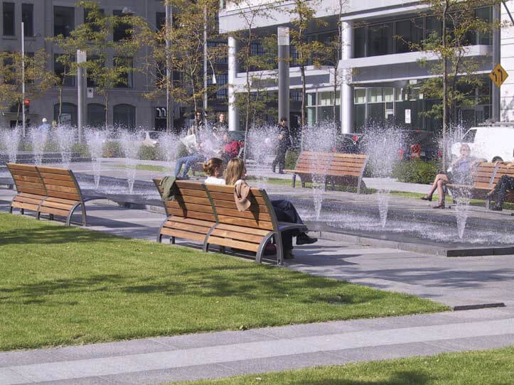 Urban furniture in the Quartier international de Montréal, by Daoust Lestage/Provencher Roy, Ville-Marie borough