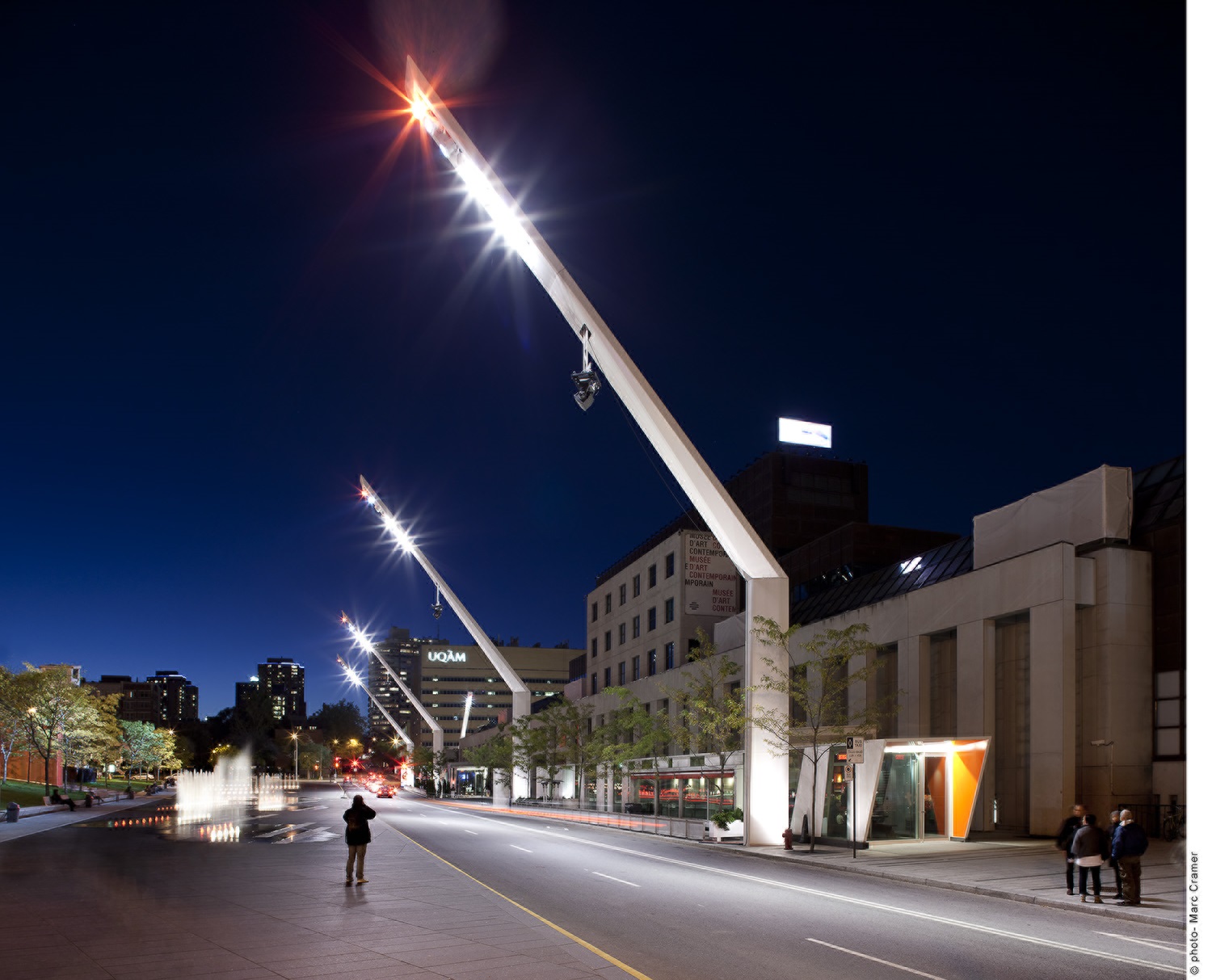 Light towers in Quartier des spectacles, by Daoust Lestage, Ville-Marie borough