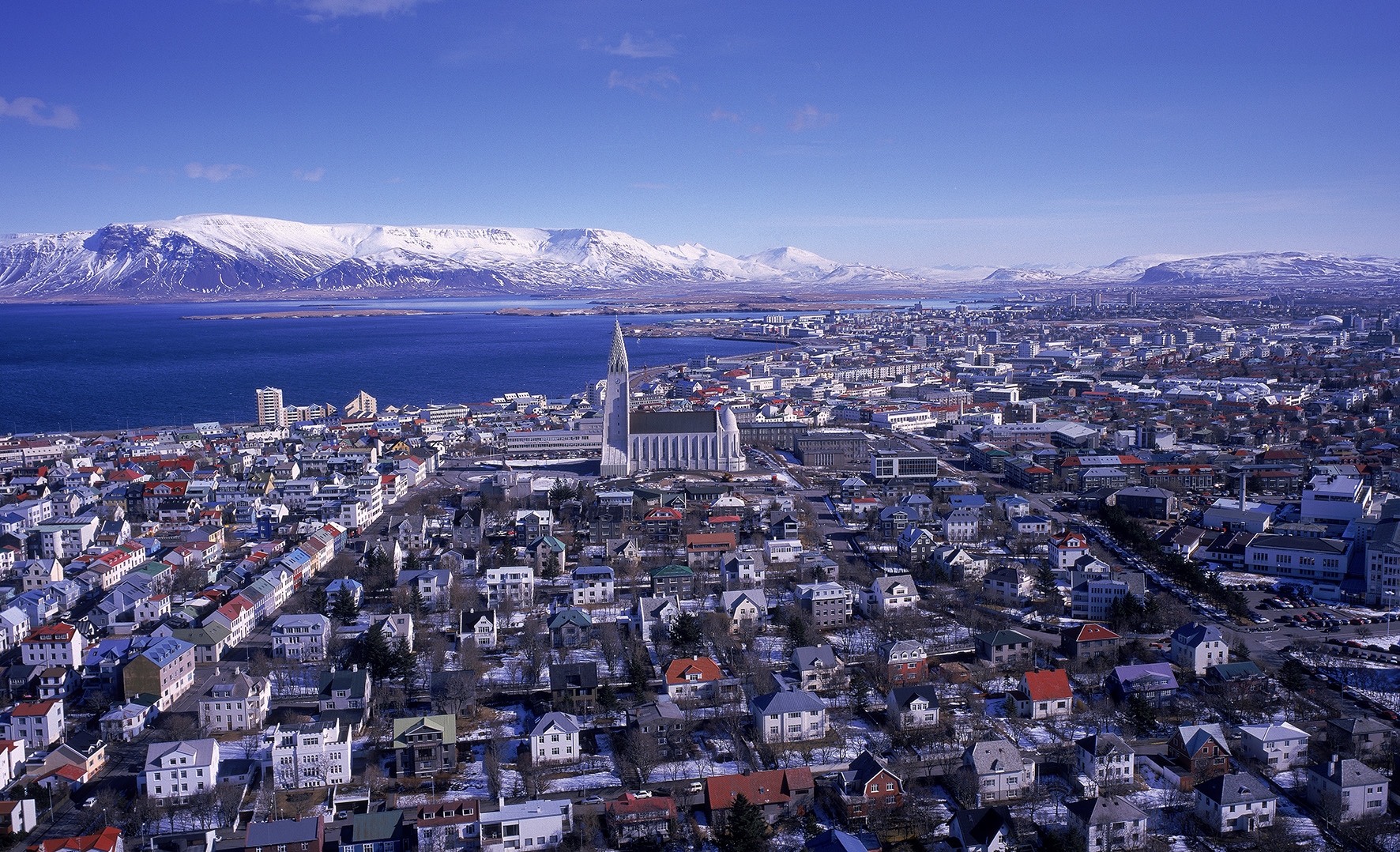 Reykjavík, Iceland by air with a view of Mount Esja - City of Literature