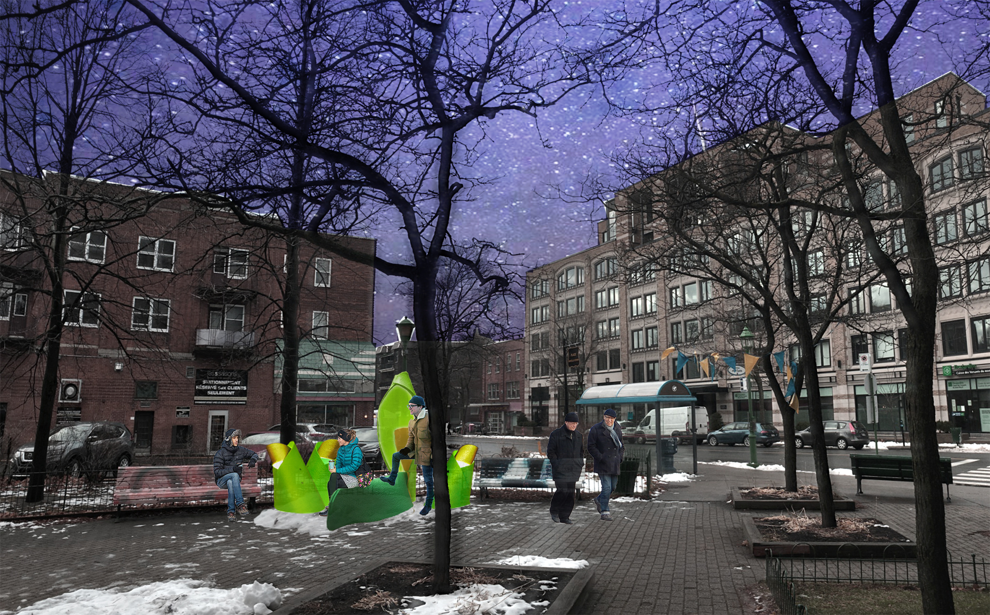 Voyants pour voyants Winter Station, Place Marcelle-Ferron, Outremont Borough