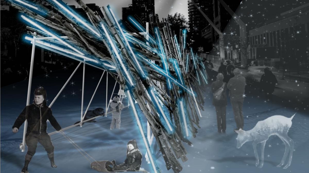 Castor et Pollux projet finaliste au concours Luminothérapie du Quartier des spectacles 