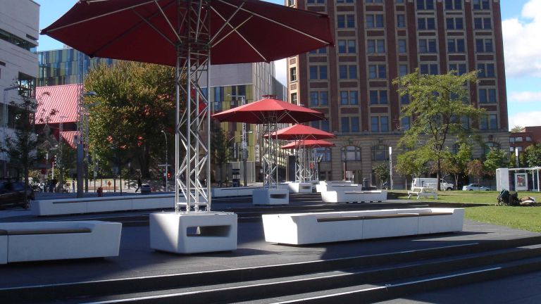 Movable street furniture, Quartier des spectacles, by Morelli Designers and Signature Design Communication, Ville-Marie borough