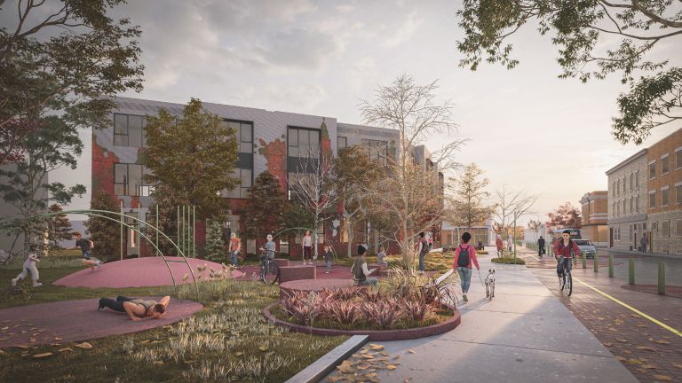 Perspective of Notre-Dame Street at the Entrance to the Lachine East Éco-quartier (16th Avenue)