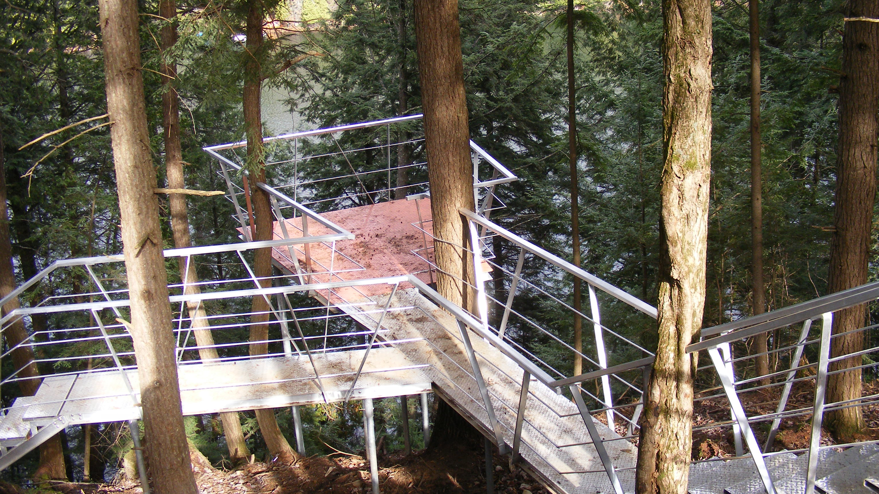 Zipline, gateaway and  relaxation stand in the forest, la Conception, Quebec, 2013