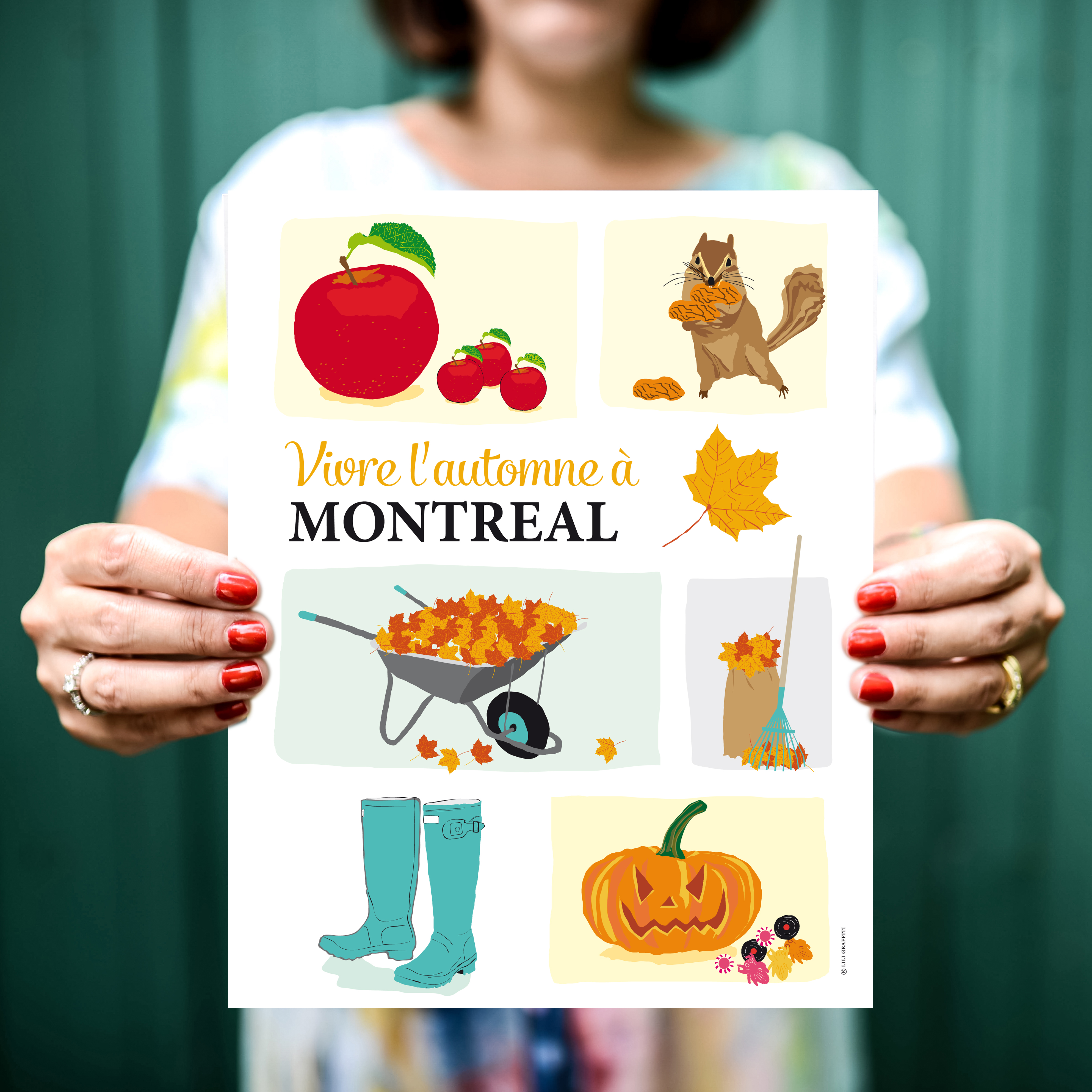 Montréal feeling of fall poster, Lili Graffiti