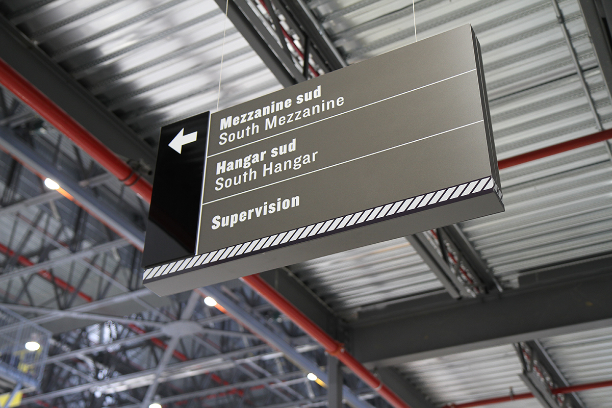 Signage for new Pratt & Whitney Canada factory, Mirabel, Québec, 2011