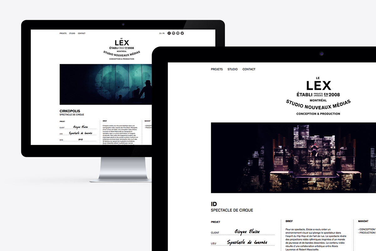 Website, LEX Studio, Montréal