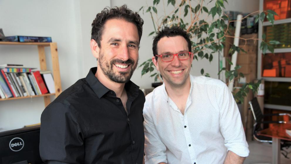 From left to right : Louis-Xavier Gagnon-Lebrun and Félix Dagenais, conceptors, founders ATOMIC3
