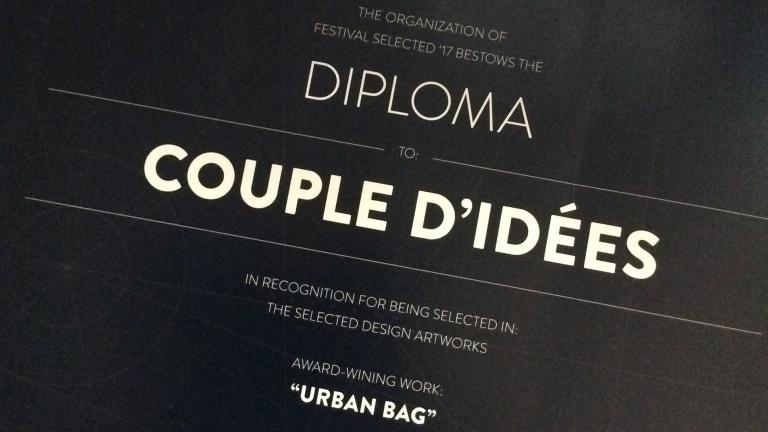 Diploma for COUPLE D'IDÉES' Urban Bag at Selected 2017