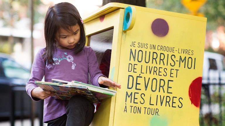 Croque-livres Matulu au parc Sicard, par le studio Dikini, arrondissement Mercier—Hochelaga-Maisonneuve
