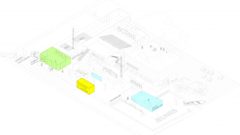 Axonometric projection of the ground floor