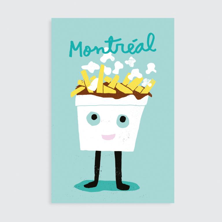 Carte postale, carte de souhaits et affichette — Images de Montréal (Poutine)
