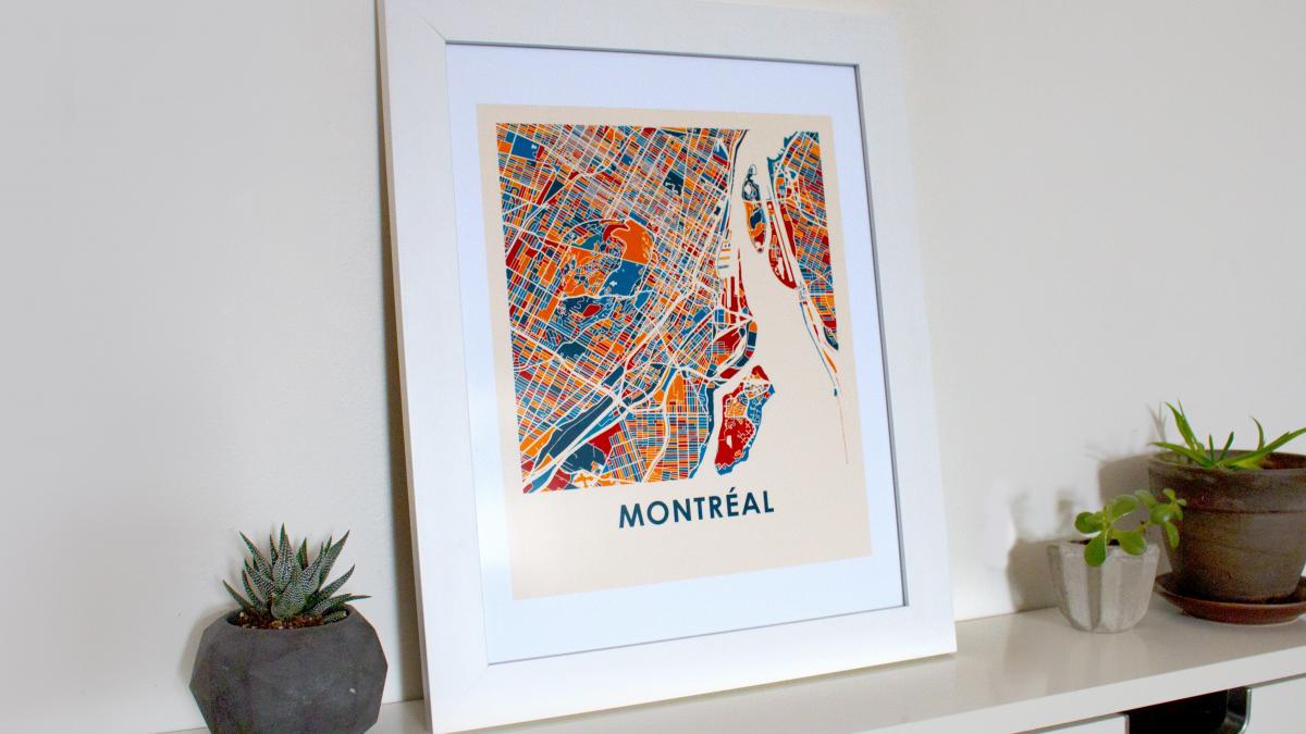 Carte de Montréal encadrée, 2018