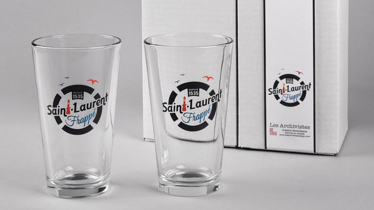Boxed Pair of Saint-Laurent frappé Drinking Glasses